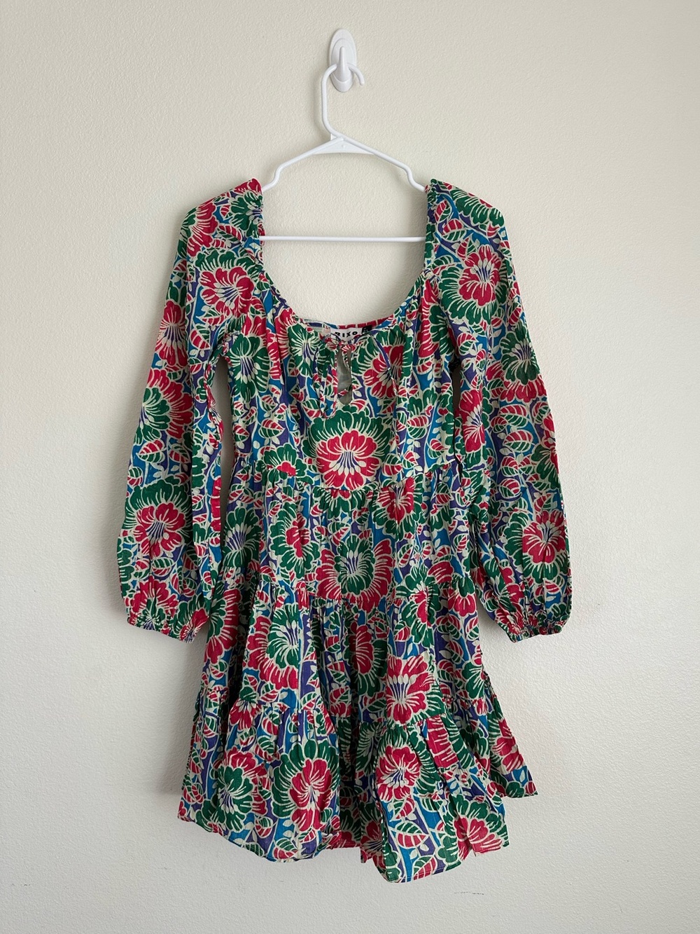 Rixo London Roxy Floral Printed Peasant Babydoll Mini Dress